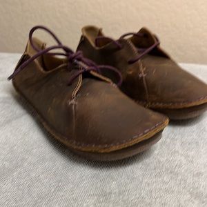 Clarks Artisan Women Shoes Brown Leather Janey Mae Oxford Sneakers